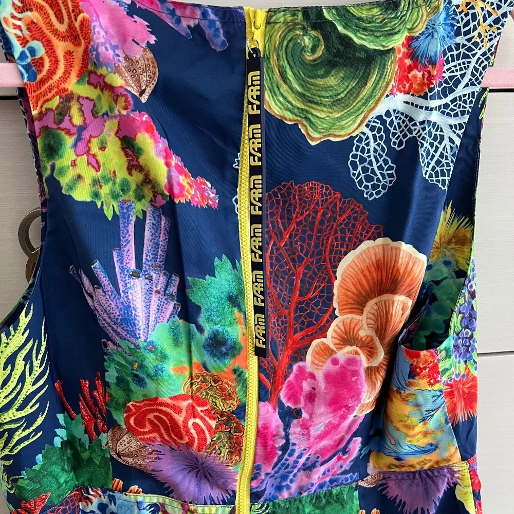 NWT FARM RIO Coral Vibrant Garden Sleeveless Mini Dress SIZE L - Picture 5 of 6